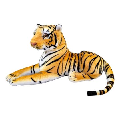 Imagem de Tigre De Pelúcia Realista Safari 50cm Deitado Infantil Tigrinho Lindo