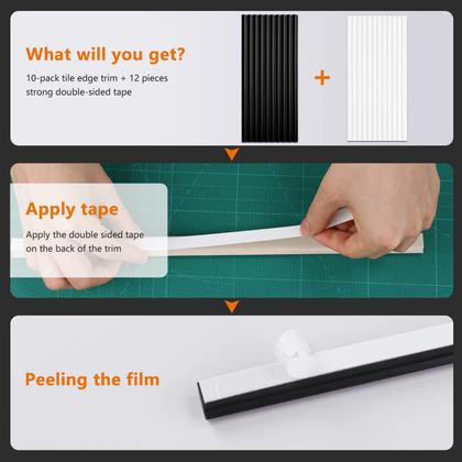 Imagem de Tile Edge Trim STICKGOO, pacote com 10, 30 cm, moldagem de parede, Peel Stick