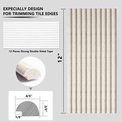 Imagem de Tile Edge Trim STICKGOO, pacote com 10 unidades, acabamento para moldagem de parede de 12 cm