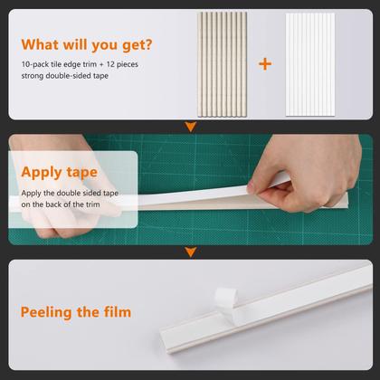 Imagem de Tile Edge Trim STICKGOO, pacote com 10 unidades, acabamento para moldagem de parede de 12 cm