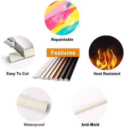 Imagem de Tile Edge Trim STICKGOO, pacote com 10 unidades, acabamento para moldagem de parede de 12 cm