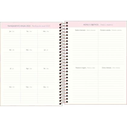 Imagem de Tilibra - Planner Espiral 17,7 x 24 cm Soho 90 G 2025 - Xadrez e Faixa Rosa Adventures