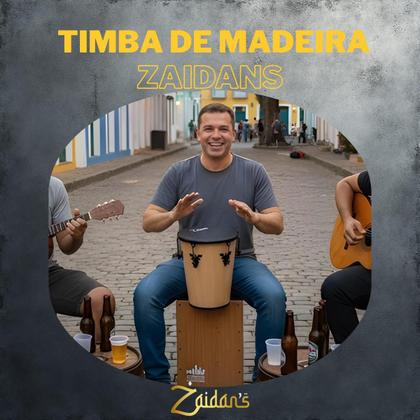 Imagem de Timba 35x10 Zaidans  Madeira Verniz Natural, Pele Napa Preta, Som encorpado para Samba e Pagode, Leve e Portátil, Uso com mãos ou vassourinha