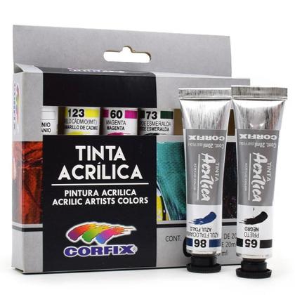 Imagem de Tinta Acrílica Corfix - Estojo com 6 Bisnagas