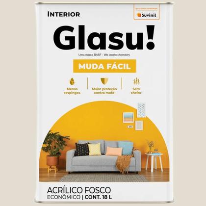 Imagem de Tinta Acrílica Muda Fácil Algodão Egípcio 18 Litros Glasu - 50748108 - SUVINIL