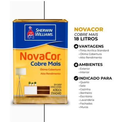 Imagem de Tinta Acrílica Novacor Cobre Mais Standard 18l Fosco Cor Branco