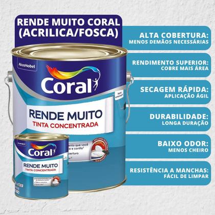Imagem de Tinta Acrílica Rende Muito Branco Fosco 900ml Parede Coral Original