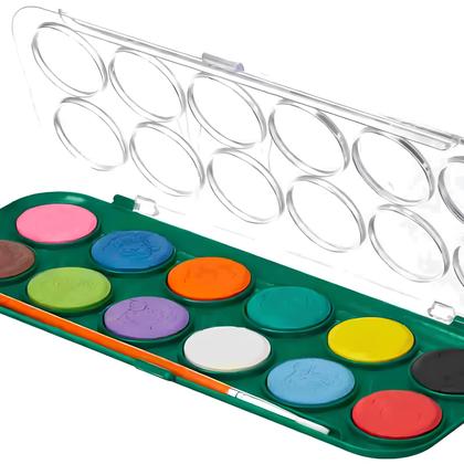 Imagem de Tinta Aquarela Leo Leo 12 cores com 12 pastilhas com Pincel Leonora