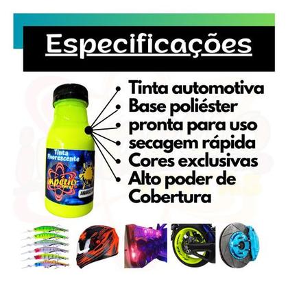 Imagem de Tinta Automotiva Fluorescente Poliéster Neon 100ml - Cores