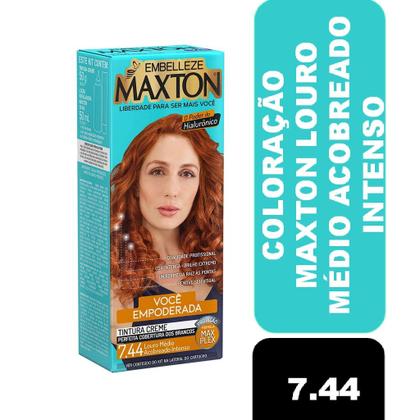 Imagem de Tinta de Cabelo Maxton Louro Médio Acobreado Intenso 7.44