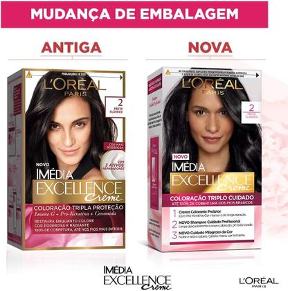 Imagem de Tinta de Cabelo Permanente Imédia Excellence L'Oréal Paris Creme 2 Preto Clássico