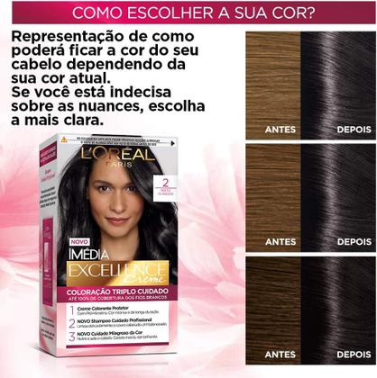 Imagem de Tinta de Cabelo Permanente Imédia Excellence L'Oréal Paris Creme 2 Preto Clássico