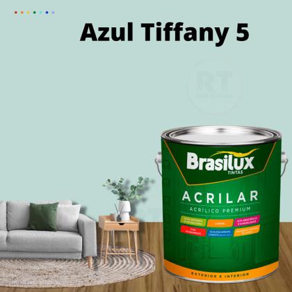 Imagem de Tinta de  Parede Acrílica Azul Turquesa  3,2l Lavável Antimofo Acrilar Brasilux  Premium Várias Cores