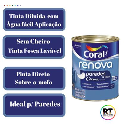 Imagem de Tinta de Parede Acrílica Cor Vermelho Coral Renova 800ml Premium Antimofo.