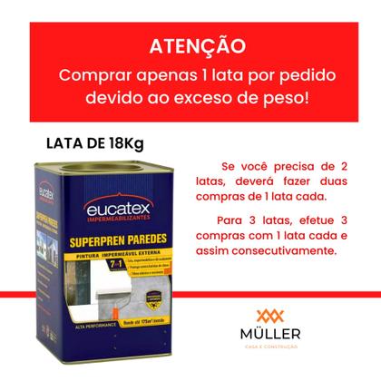 Imagem de Tinta de Parede Impermeável Emborrachada Branca 18kg Superpren