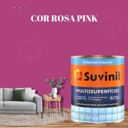 Imagem de Tinta Epóxi Base Água Suvinil Multissuperfícies Antimofo Cor Rosa Lavável 800ml