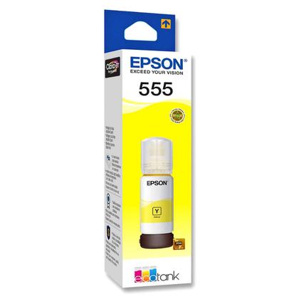 Imagem de Tinta Epson Amarela 555 T555420 T555420AL T555 Original para Ecotank L8160 L8180 L 8160 L 8180 Refil de 70ml