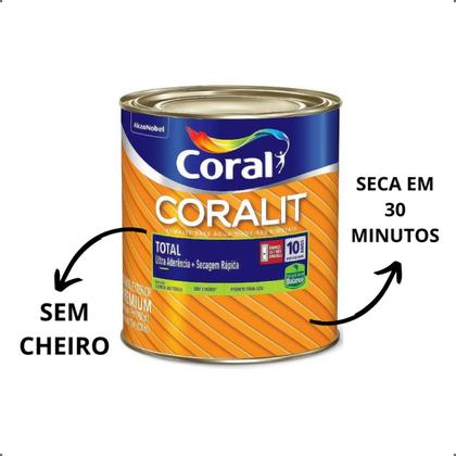 Imagem de Tinta esmalte base agua branco acetinado coralit 0,900ml - coral para metal e madeira 