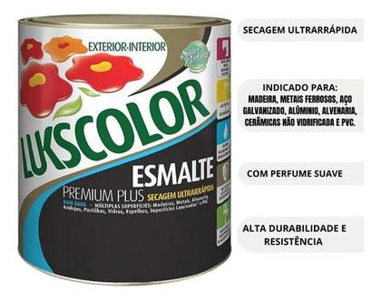 Imagem de Tinta Esmalte Brilhante Base Água Branco 900ml Lukscolor -