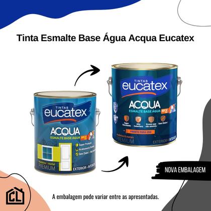 Imagem de Tinta Esmalte Madeira Metal PVC Alumínio Base Água Brilhante Acqua 3,6L Eucatex - Gelo