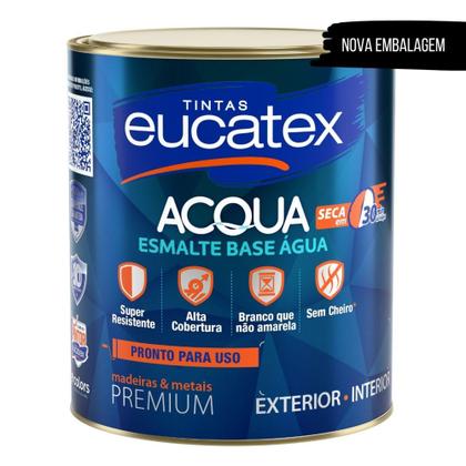 Imagem de Tinta Esmalte Madeira Metal PVC Alumínio Base Água Brilhante Acqua 900ml Eucatex - Amarelo Ouro