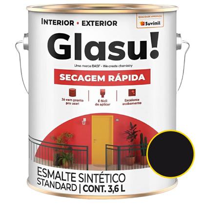 Imagem de Tinta Esmalte Secagem Rápida Brilhante 3,6 Litros Preto Glasu - 53437341 - SUVINIL