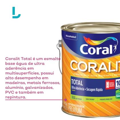 Imagem de Tinta Esmalte Sintetico Acetinado Balance Zero Odor Coralit Branco 900ml - Coral