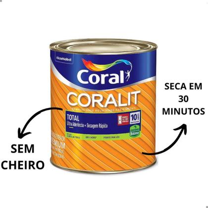 Imagem de Tinta Esmalte Sintético Base Água Coralit Total Branco Fosco  900ml -  Coral