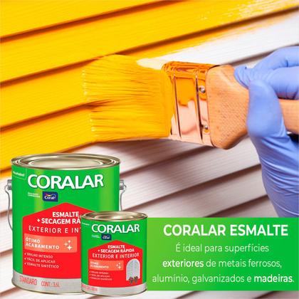 Imagem de Tinta Esmalte Sintético Coral Madeira e Metal 3,6 l e 900ml Coralar Exterior/Interior