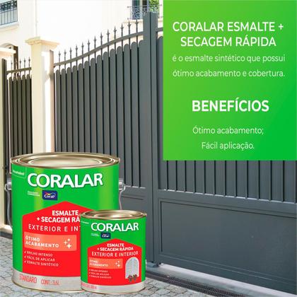 Imagem de Tinta Esmalte Sintético Coral Madeira e Metal 3,6 l e 900ml Coralar Exterior/Interior