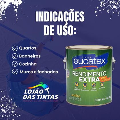 Imagem de Tinta Eucatex Rendimento Extra S/ Cheiro 20 Cores Fosco 3,6L