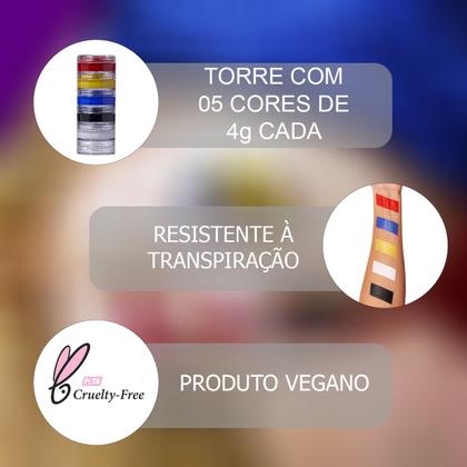 Imagem de Tinta Facial Cremosa Longa Duração Color Make 5 Cores Maquiagem Artística