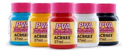 Imagem de Tinta Para Artesanato Fosca Pva 37ml Kit C/ 12 Cores Acrilex