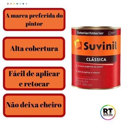 Imagem de Tinta Para Parede Acrílica Laranja Suvinil Clássica 800ml Premium Antimofo