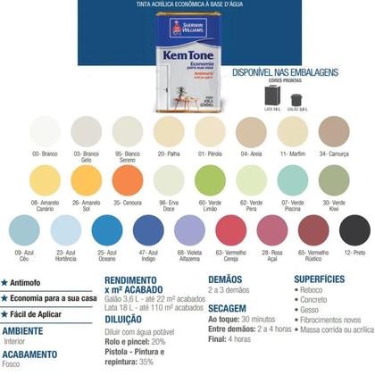 Imagem de Tinta Para Parede Sw Kem Tone Antimofo 18 L Escolha A Cor