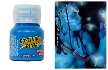 Imagem de Tinta para pintura facial rostinho pintando 35 ml azul flúor