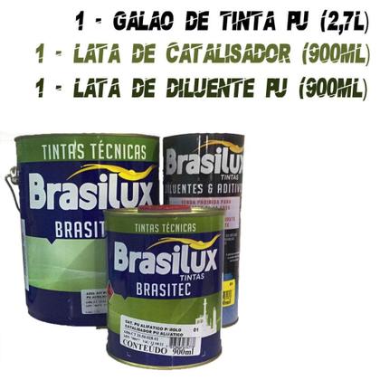 Imagem de Tinta Para Piscina Azul Pu Kit Esmalte Pu Pinta Fibra Brasilux 4,5 Litros Com Catalisador