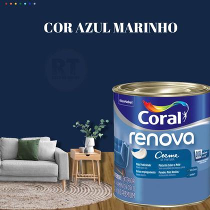 Imagem de Tinta Parede Azul Marinho Acrílica Fosca Renova 800ml