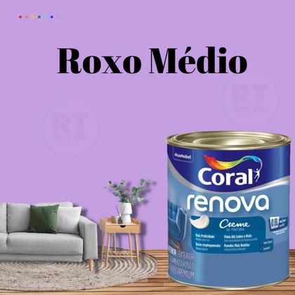Imagem de Tinta Parede Roxo Açaí Acrílica Fosca Coral Renova 800ml