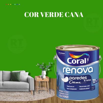 Imagem de Tinta Parede Verde Acrílica Fosca Coral Renova 3,2L