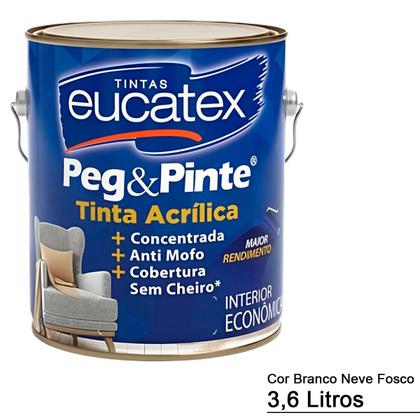 Imagem de Tinta Peg & Pinte Acrílica Eucatex 3,6L Branco Neve Fosco