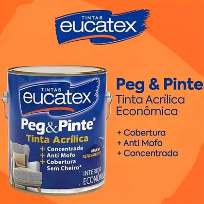 Imagem de Tinta Peg & Pinte Acrílica Eucatex 3,6L Branco Neve Fosco