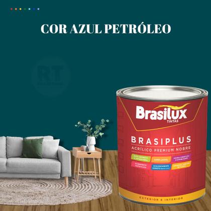 Imagem de Tinta Semi Brilho Cor Azul Petróleo 800ml Brasiplus Acrílica Lavável.