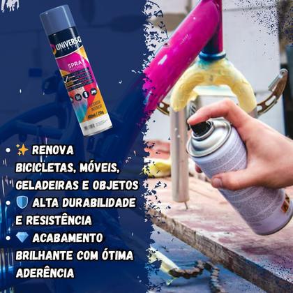 Imagem de Tinta Spray 400ml Azul Escuro Uso Geral em Aço Ferro Couro Gesso Cerâmica  Universo  Kit 06 un