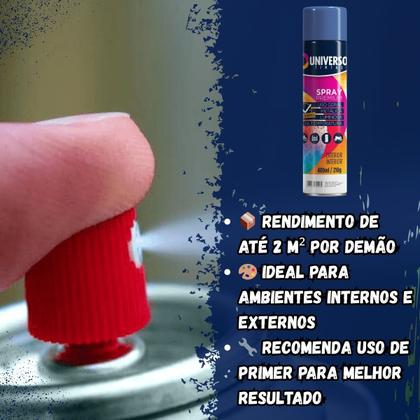 Imagem de Tinta Spray 400ml Azul Escuro Uso Geral em Aço Ferro Couro Gesso Cerâmica  Universo  Kit 06 un