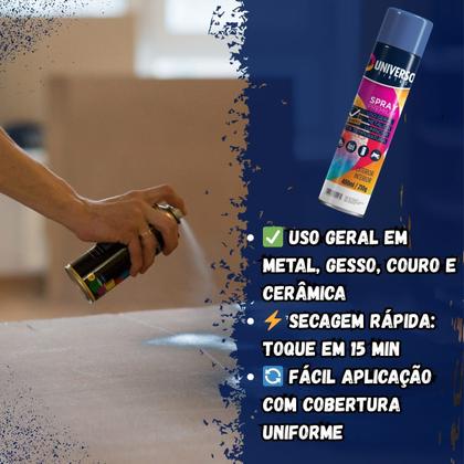 Imagem de Tinta Spray 400ml Azul Escuro Uso Geral em Aço Ferro Couro Gesso Cerâmica  Universo  Kit 06 un