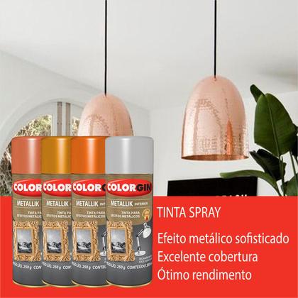 Imagem de Tinta Spray Colorgin Efeito Metálico E Brilhante 350ml Kit 6
