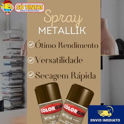 Imagem de Tinta Spray Metallik Colorgin P/ Ferro, Cerâmica, Papéis, Metais, Madeiras e Gesso 350ml - Diversas Cores