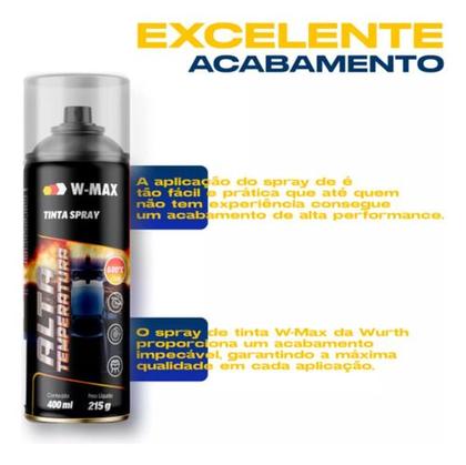 Imagem de Tinta Spray Para Alta Temperatura Preto Fosco 400ml W-max