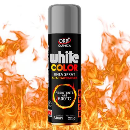 Imagem de Tinta Spray Prata Fosco De Alta Temperatura Até 600ºC Orbi